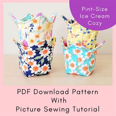 Reversible Pint Size Ice Cream Cozy Printable Sewing Pattern And