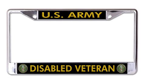 Us Army Disabled Veteran With Logo Chrome License Plate Frame