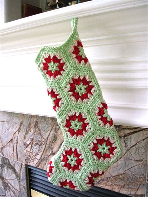 Crochet Christmas Stocking Granny Hexagon By Holidayimaginations