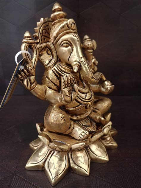 Buy Brass Lord Ganesha Sitting On Lotus Base 5 5 Online At Best Price