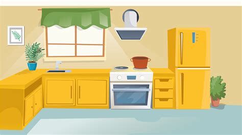 animated kitchen background  cartoon kitchen  night