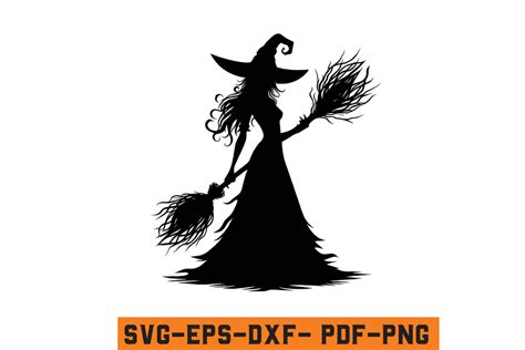 Halloween Witch Silhouette Vector Svg Graphic By Craftabledesign