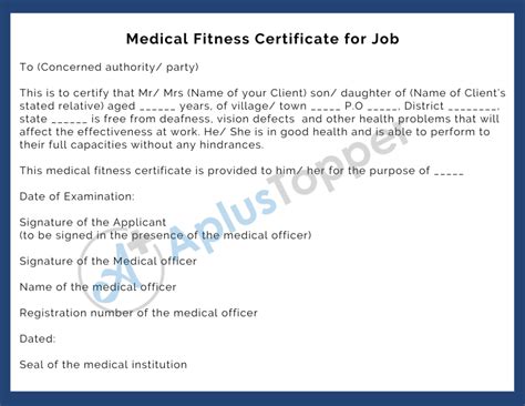 Medical Fitness Certificate Samples Guidelines Contents And