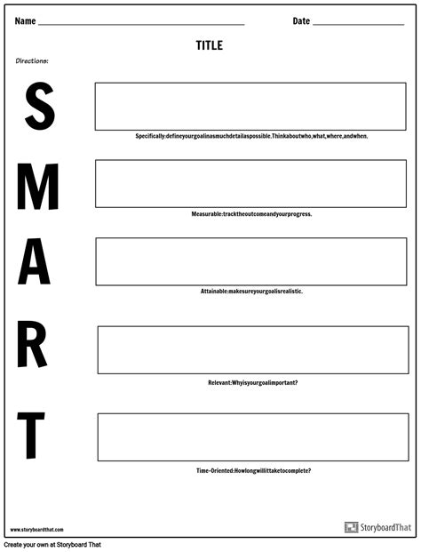 Hoja De Trabajo De Objetivos Inteligentes Storyboard