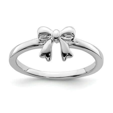 Auriga 925 Sterling Silver Rhodium Plated Bow Ring Size 3 For Women