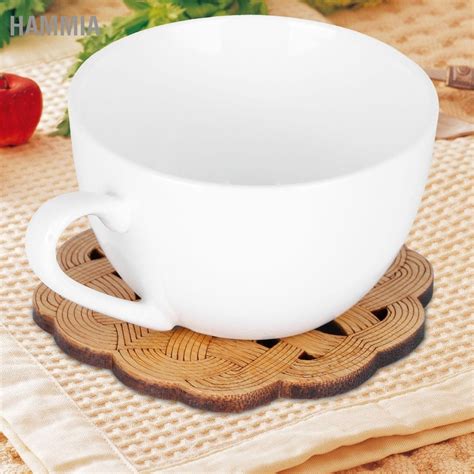 HAMMIA 6PCS ไมไผ Coaster Teacup MAT AntiScald ความรอนฉนวนกนความรอน