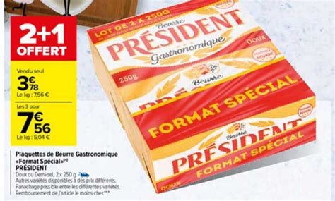 Promo Plaquettes De Beurre Gastronomique format Spécial Président