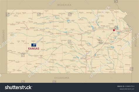 Road Map Kansas Us American Federal Stock Vector (Royalty Free ...