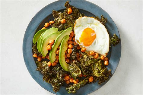 Salt and Vinegar Kale Chips With Fried Chickpeas and Avocado Recipe