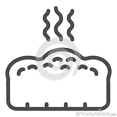 Bread Line Icon Hot Bread Loaf With Steam Illustration Isolated On