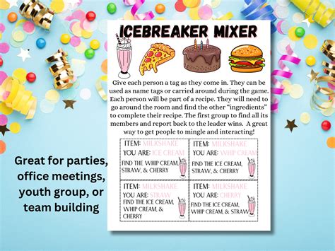 Teen Ice Breaker Group Game Printable Youth Group Icebreaker Classroom ...