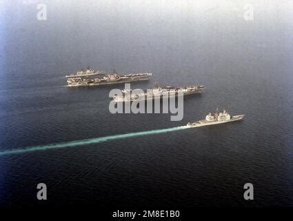 An Aerial View Of The Aircraft Carriers Of Battle Force Zulu Underway