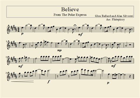 Flute Arrangement: Believe- from the Polar Express by flutepiccy on ...