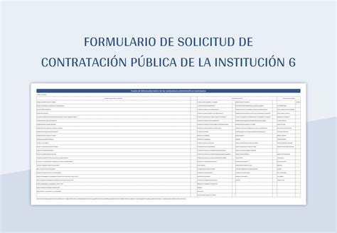 Plantilla De Excel Formulario De Solicitud De Contratación Pública De