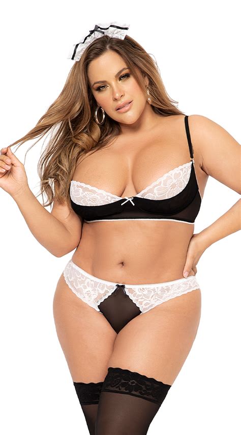 Plus Size Sultry French Maid Lingerie Costume Plus Size French Maid