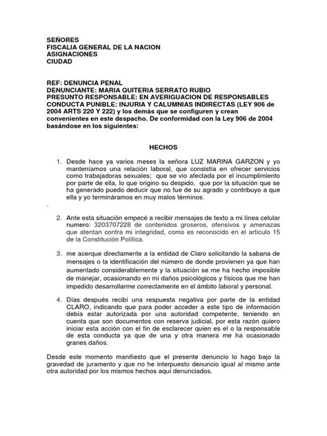 Modelo Denuncia Penal Ley Pública Principios éticos