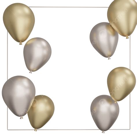 D Gold And Silver Ballons Ballon Party Gold Png Transparent Clipart