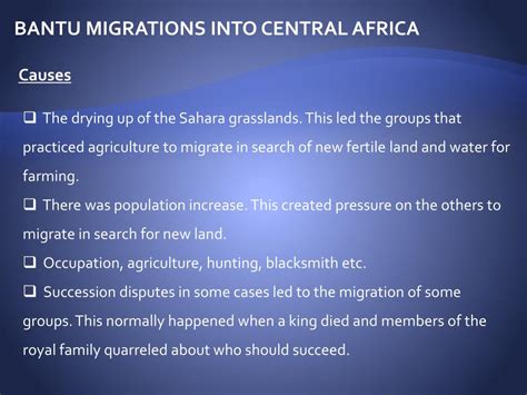 Ppt Bantu Migrations Into Central Africa Powerpoint Presentation