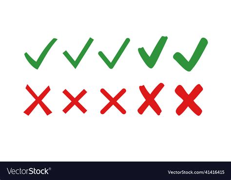 Check Mark And Cross Symbols In Flat Styles Vector Image