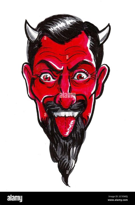 Scary Satan face. Ink and marker drawing Stock Photo - Alamy