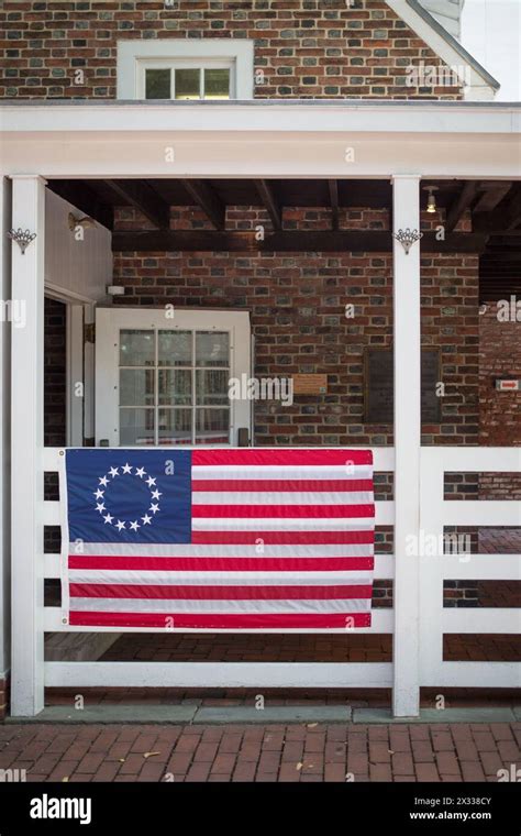 Usa Philadelphia Sep 02 2014 American Flag Is Hanging On The Fence