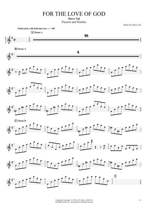 For The Love Of God Tab By Steve Vai Guitar Pro Full Score Mysongbook