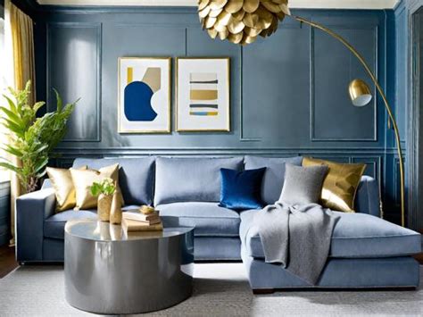 Blue Grey Gold Living Room Decor Ideas Inspiration Shop Now