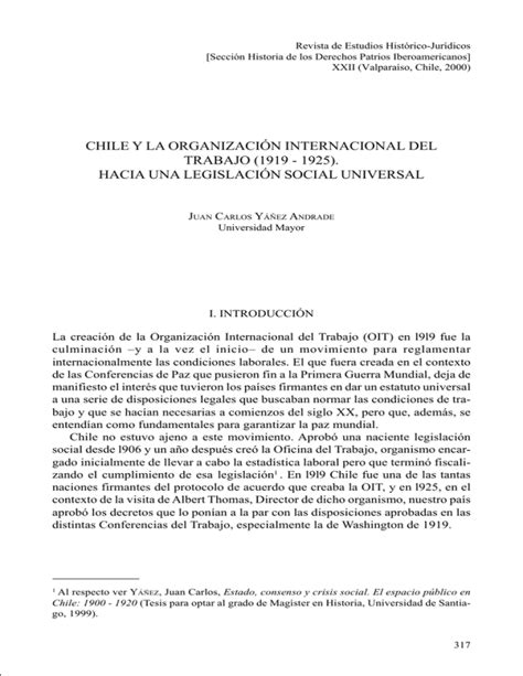 Chile Y La Organización Internacional Del Trabajo 1919