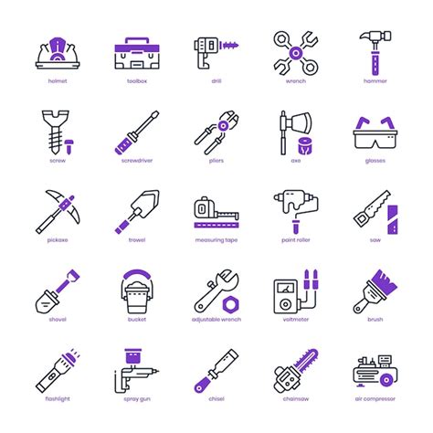 Paquete de iconos de herramientas mecánicas Vector Premium