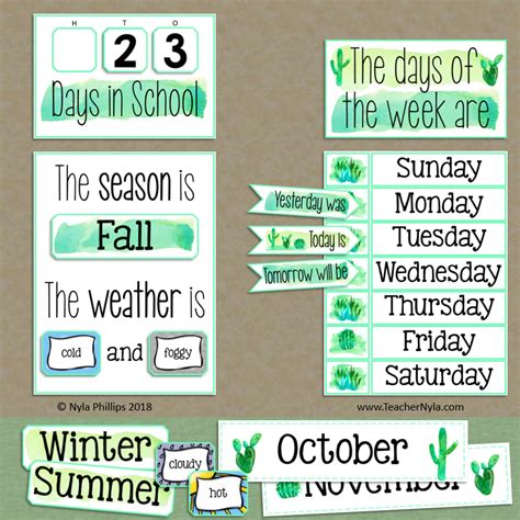 Printable Classroom Calendar Bulletin Boards Nyla S Crafty Teaching