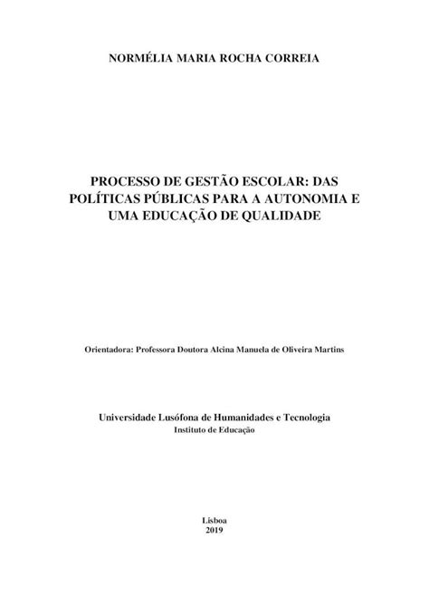 Pdf Processo De Gest O Escolar Das Pol Ticas P Blicas