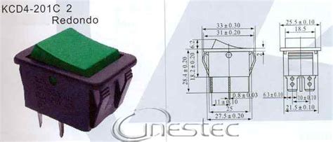 CHAVE GANGORRA GRANDE 2P 2T PULSANTE 15A 250V KCD4 201 PULSO VERDE