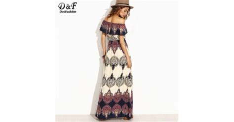 Dotfashion Bohemian Style Maxi Dress Beach Dress Summer Boho Dress