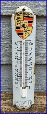 Vintage Porsche Sports Car Porcelain Thermometer Gas Battery S