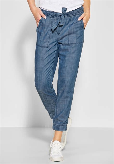 CECIL Lyocell Hose Im Denim Style In Authentic Used Wash Reduziert Im