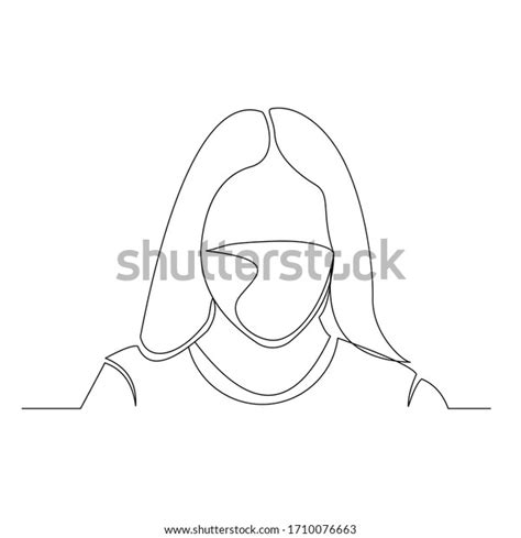 Continuous Line Drawing Woman Wearing Surgical เวกเตอร์สต็อก ปลอดค่าลิขสิทธิ์ 1710076663