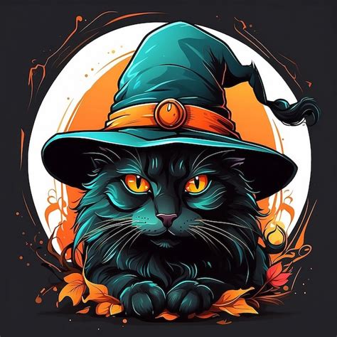 Premium Photo A Black Cat Wearing A Witch Hat Generative Ai