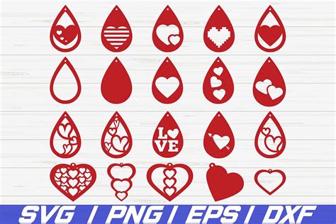 Valentine Earrings SVG Laser Cut Template Cut Files