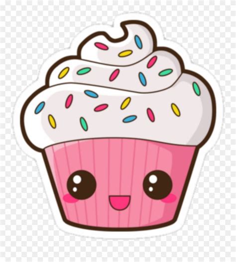 A Pink Cupcake With Sprinkles On It S Face And Eyes