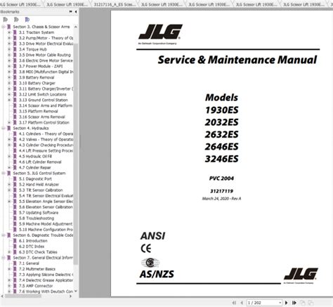 Jlg Scissor Lift Es Series Operation Service Parts Manuals