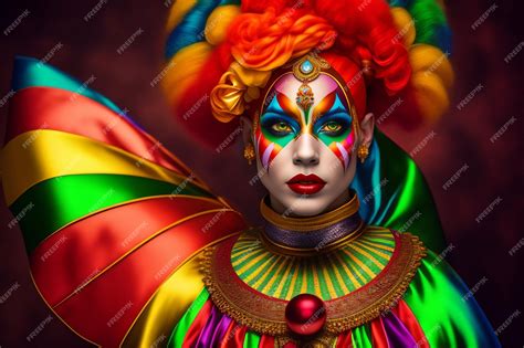 Premium Photo A Colorful Woman With A Colorful Clown Face