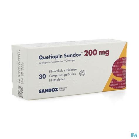 QUETIAPIN SANDOZ FILMOMH TABL 30 X 200 MG Apotheek T Kindt