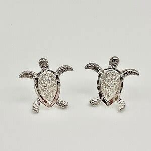 Hawaiian Sterling Silver Large Cubic Zirconia Sea Turtle Honu Sparkle