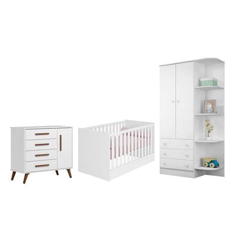 Quarto Infantil Cômoda Sapateira Guarda Roupa Cantoneira E Berço Mini