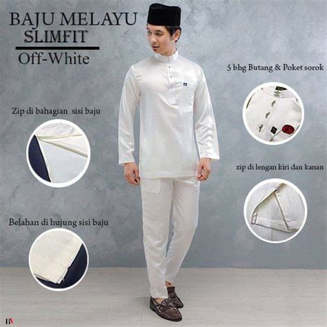 Baju Melayu Slim Fit Duchess Off White Premium Cutting Moden Baju Nikah