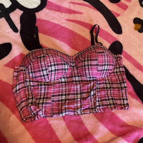 Women S Pink And Black Crop Top Depop