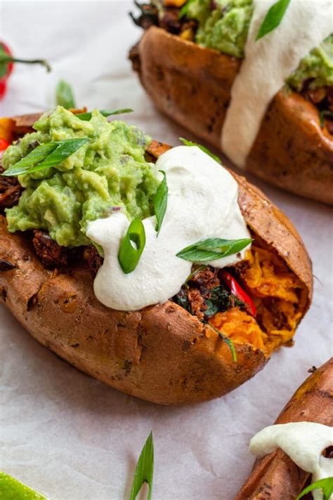 Stuffed Sweet Potato With Black Bean Taco Meat Vegan GF