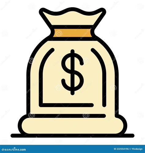 Vector De Esquema De Color Del Icono De La Bolsa De Dinero Ilustración