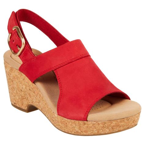 Clarks Collection Giselle Rose Nubuck Wedge Sandal Hsn