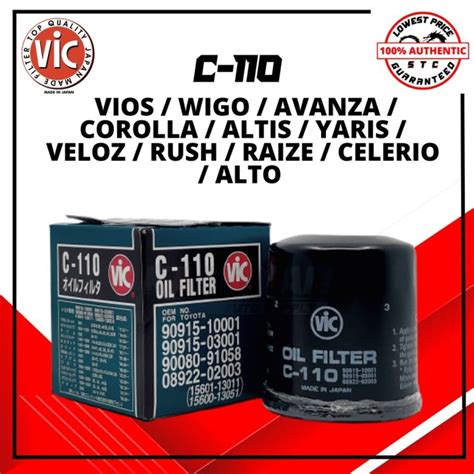 Vic Oil Filter C For Vios Wigo Avanza Corolla Altis Yaris Veloz